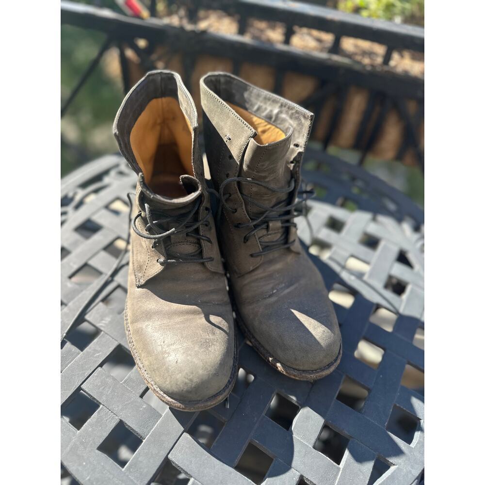 Barneys New York Dark Green Leather Lace-Up Boots Men’s 7 / Women’s 8.5 - Picture 8 of 8